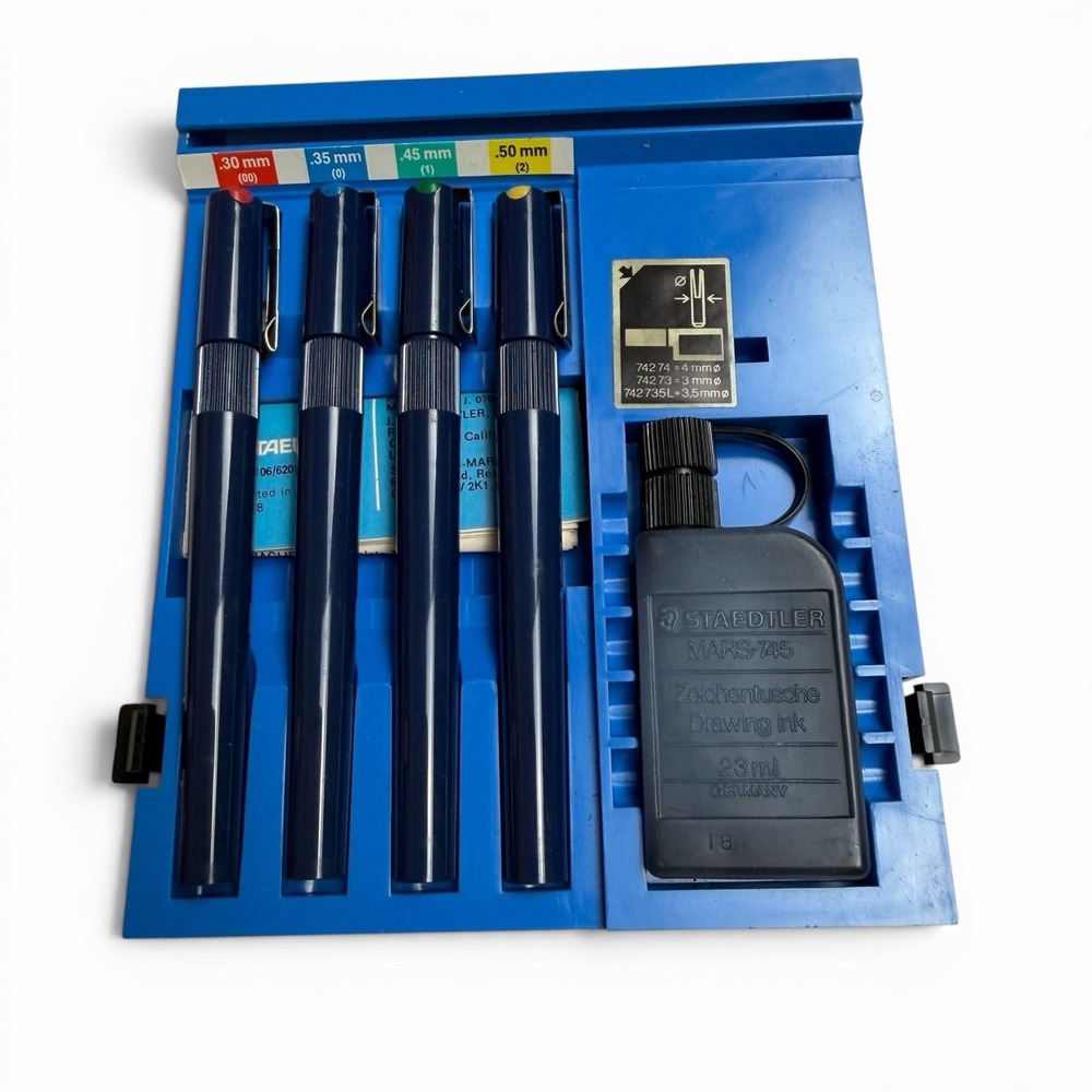 STAEDTLER MARS-700 TECHNICAL PEN SET 4 LINE WIDTH SIZES 700 S4 A6 - Picture 3 of 5